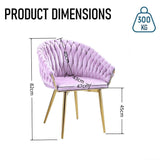 Kitchen & Dining Chairs: SERENITà Pink Modern Velvet Dining Chairs, Upholstered Living Room Chair with Woven Back and Golden Metal Legs, Mid-Century Accent Set of 2(Pink)