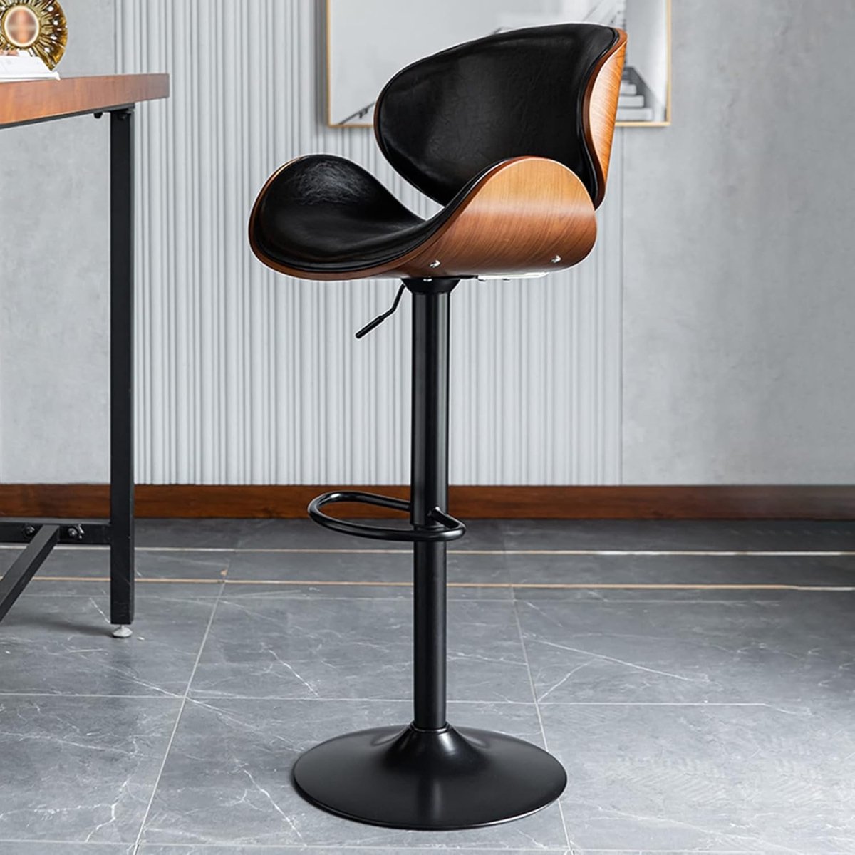 Table & Bar Stools: SERENITà European Black Modern Bar Stools Swivel Bar Stool Chair Counter Height Barstool with 360 Degree Swivel Seat