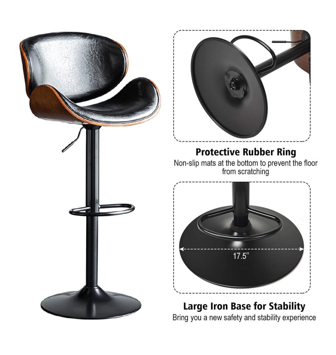 Table & Bar Stools: SERENITà European Black Modern Bar Stools Swivel Bar Stool Chair Counter Height Barstool with 360 Degree Swivel Seat