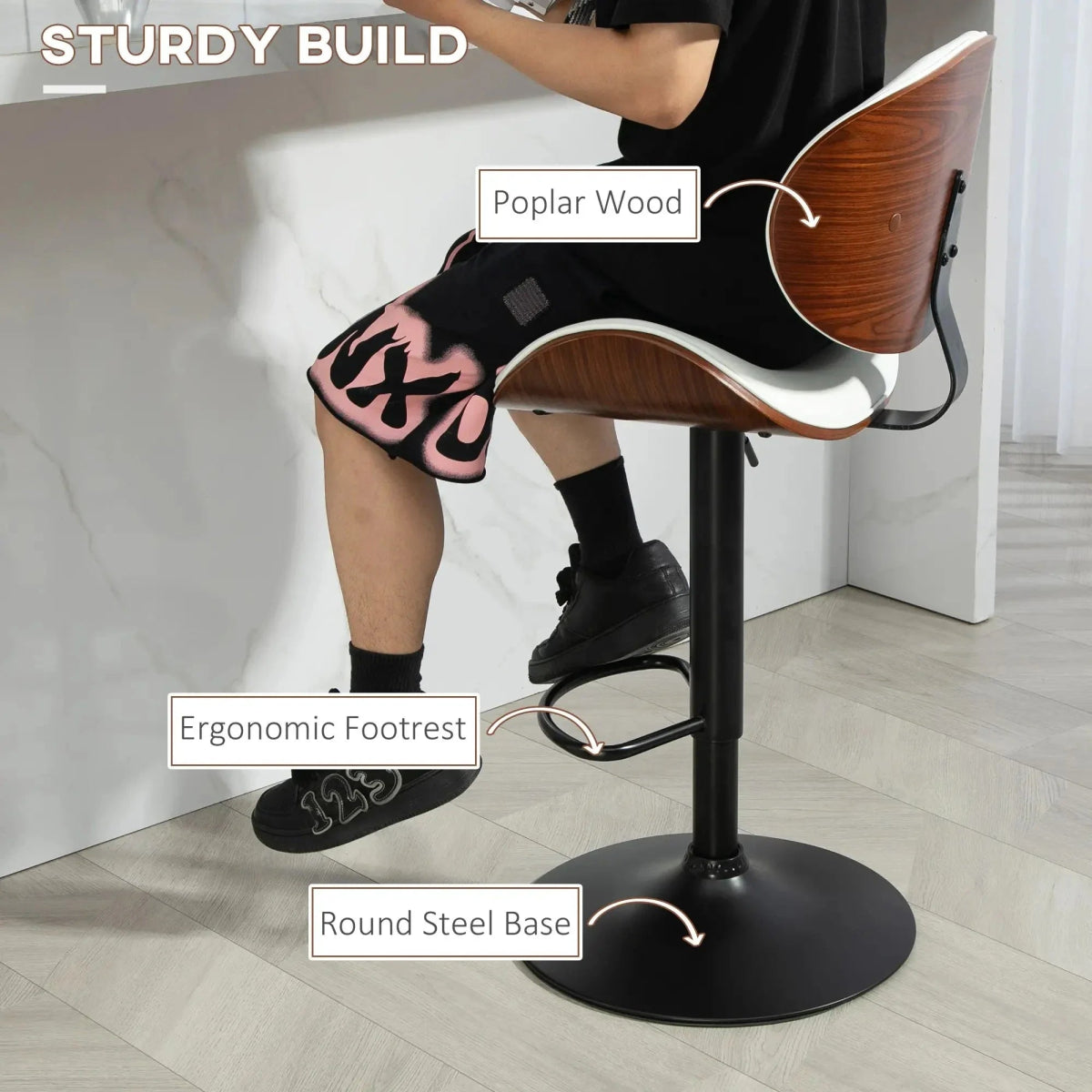 Table & Bar Stools: SERENITà European White Modern Bar Stools Swivel Bar Stool Chair Counter Height Barstool with 360 Degree Swivel Seat
