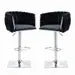 SERENITà Modern Velvet Breakfast Bar Stools Swivel Barstools Adjustable Counter Stools with Backrest (Silver-Black)