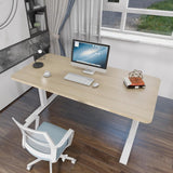 140cm Standing Desk Height Adjustable Sit Stand Motorised Black Single Motor Frame White Top