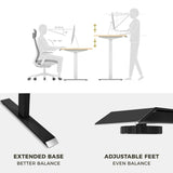 120cm Standing Desk Height Adjustable Sit Stand Motorised White Single Motor Frame White Top