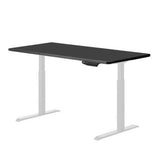 160cm Standing Desk Height Adjustable Sit Stand Motorised White Single Motor Frame Black Top