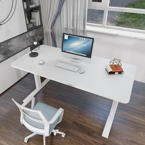 160cm Standing Desk Height Adjustable Sit Stand Motorised White Single Motor Frame White Top