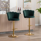 Table & Bar Stools: SERENITà Swivel Bar Stools Bar Height Set of 2 Adjustable Upholstered Counter Barstool Velvet Bar Chairs with Back/Gold Base for Kitchen Island/Bar/Cafe-Emerald Green