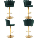 Table & Bar Stools: SERENITà Swivel Bar Stools Bar Height Set of 2 Adjustable Upholstered Counter Barstool Velvet Bar Chairs with Back/Gold Base for Kitchen Island/Bar/Cafe-Emerald Green
