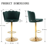 Table & Bar Stools: SERENITà Swivel Bar Stools Bar Height Set of 2 Adjustable Upholstered Counter Barstool Velvet Bar Chairs with Back/Gold Base for Kitchen Island/Bar/Cafe-Emerald Green