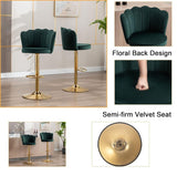 Table & Bar Stools: SERENITà Swivel Bar Stools Bar Height Set of 2 Adjustable Upholstered Counter Barstool Velvet Bar Chairs with Back/Gold Base for Kitchen Island/Bar/Cafe-Emerald Green