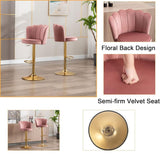 Table & Bar Stools: SERENITà Swivel Bar Stools Bar Height Set of 2 Adjustable Upholstered Counter Barstool Velvet Bar Chairs with Back/Gold Base for Kitchen Island/Bar/Cafe-Pink