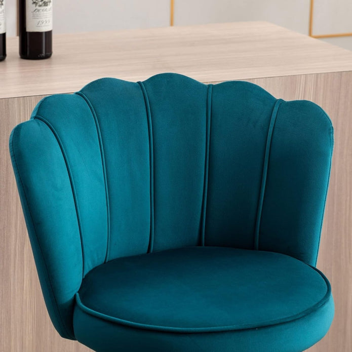 Table & Bar Stools: SERENITà Swivel Bar Stools Bar Height Set of 2 Adjustable Upholstered Counter Barstool Velvet Bar Chairs with Back/Gold Base for Kitchen Island/Bar/Cafe-Teal Blue