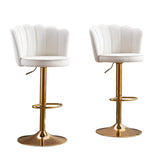 Table & Bar Stools: SERENITà Swivel Bar Stools Bar Height Set of 2 Adjustable Upholstered Counter Barstool Velvet Bar Chairs with Back/Gold Base for Kitchen Island/Bar/Cafe-White