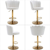 Table & Bar Stools: SERENITà Swivel Bar Stools Bar Height Set of 2 Adjustable Upholstered Counter Barstool Velvet Bar Chairs with Back/Gold Base for Kitchen Island/Bar/Cafe-White