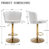 Table & Bar Stools: SERENITà Swivel Bar Stools Bar Height Set of 2 Adjustable Upholstered Counter Barstool Velvet Bar Chairs with Back/Gold Base for Kitchen Island/Bar/Cafe-White