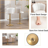 Table & Bar Stools: SERENITà Swivel Bar Stools Bar Height Set of 2 Adjustable Upholstered Counter Barstool Velvet Bar Chairs with Back/Gold Base for Kitchen Island/Bar/Cafe-White