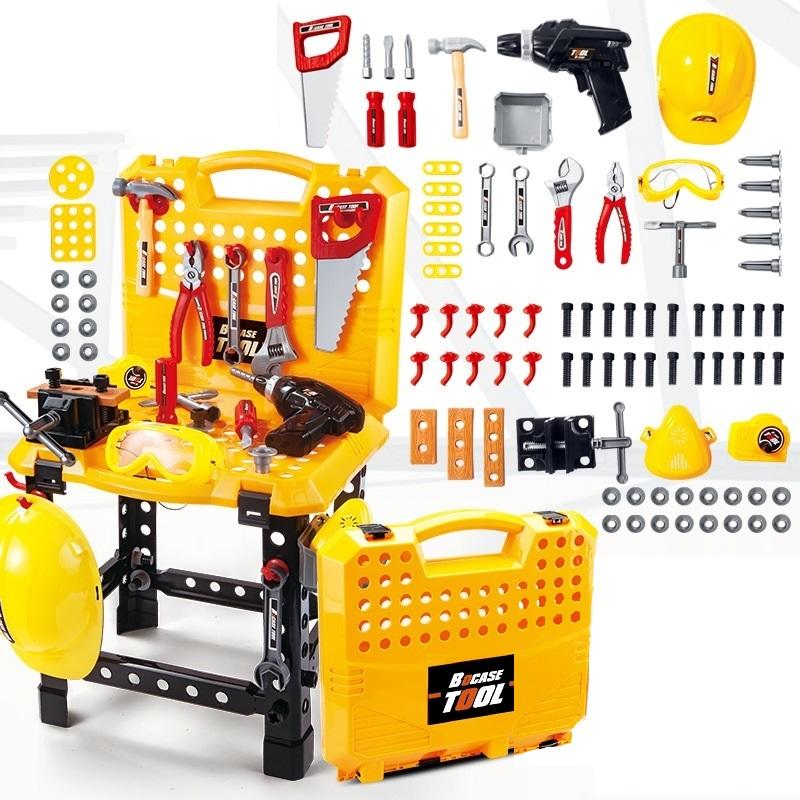 Outdoor Play Equipment: Toy Power Workbench, Kids Power Tool Bench Construction Set with Tools and Electric Drill
