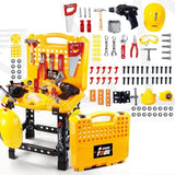Outdoor Play Equipment: Toy Power Workbench, Kids Power Tool Bench Construction Set with Tools and Electric Drill