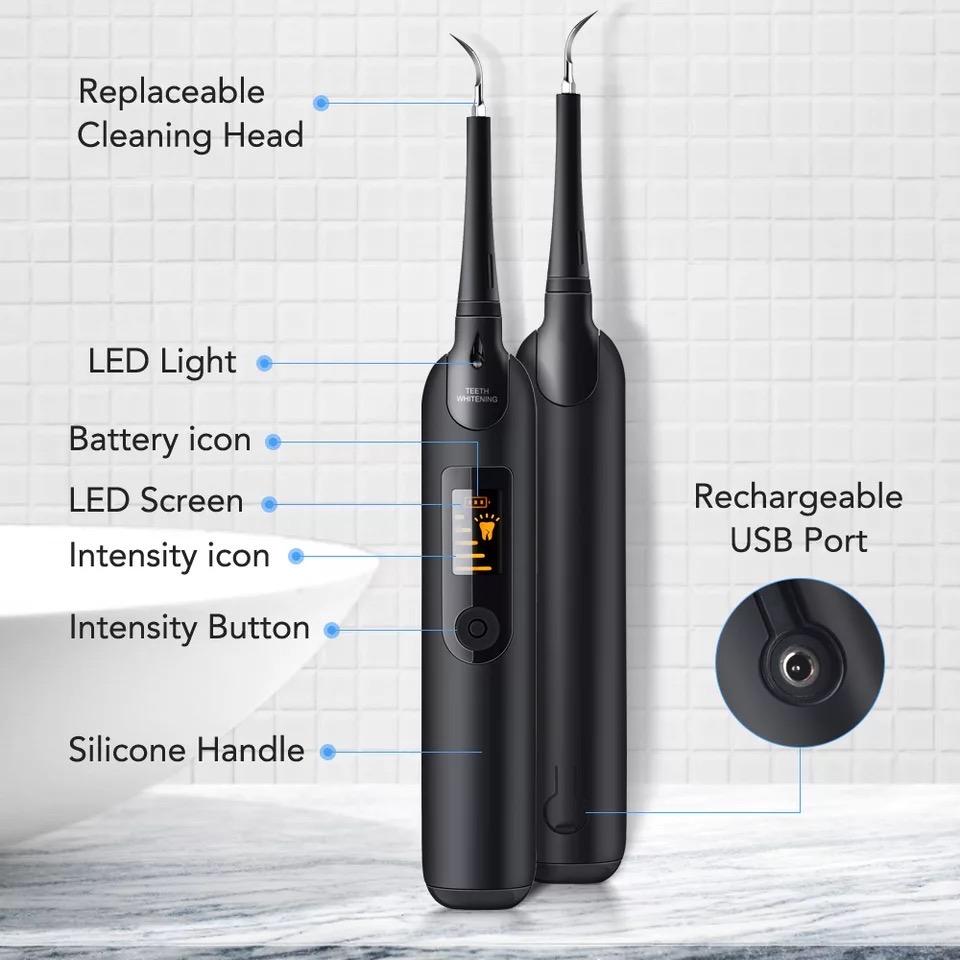 Automotive Decor: Electric Ultrasonic Dental Tartar Plaque Calculus Tooth Remover Set Kits Cleaner with LED Screen