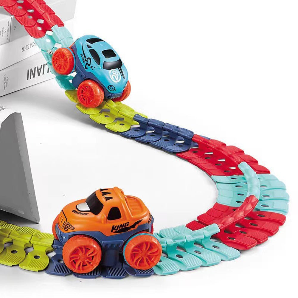 Ride On Cars: Changeable Track In The Dark Track with LED Light-Up Race Car Flexible Track Toy 184