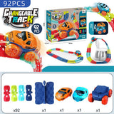 Ride On Cars: Changeable Track In The Dark Track with LED Light-Up Race Car Flexible Track Toy 184