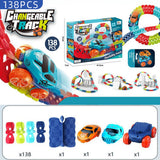Ride On Cars: Changeable Track In The Dark Track with LED Light-Up Race Car Flexible Track Toy 92