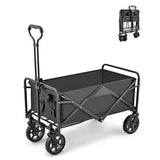 Outdoor Play Equipment: 5 Inch Wheel Black Folding Beach Wagon Cart Trolley Garden Outdoor Picnic Camping Sports Market Collapsible Shop