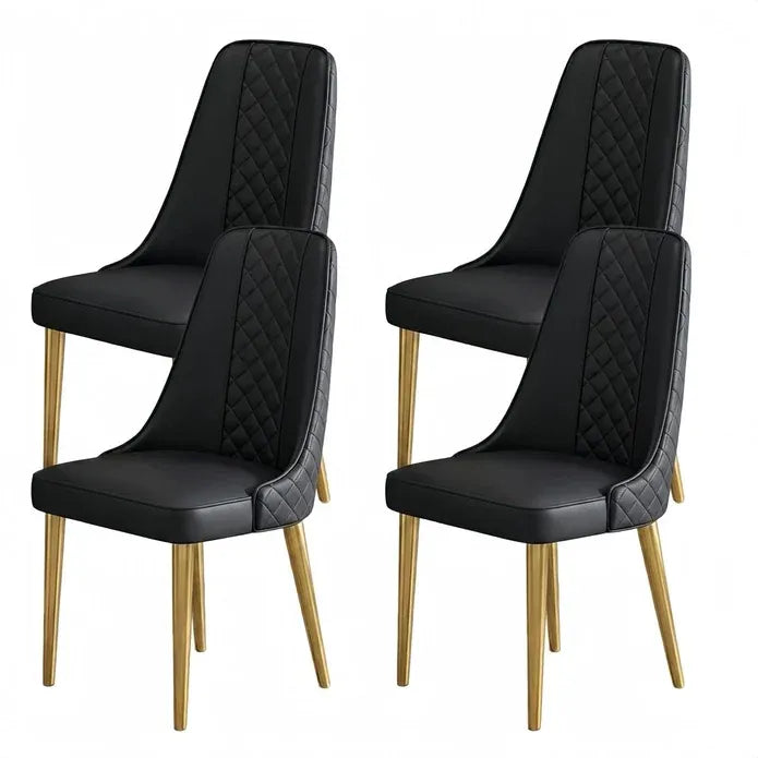 VELLUTO Golden Frame Mid Century Modern Dining Chair Faux Leather Side Chair Upholstered Dining Chairs Set of 2