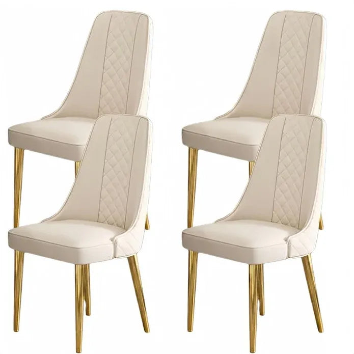VELLUTO Golden Frame Mid Century Modern Dining Chair Faux Leather Side Chair Upholstered Dining Chairs Set of 2