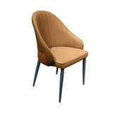 Kitchen & Dining Chairs: VELLUTO Dining Chairs Set Armchairs Mid Century Modern Kitchen Dining Room Chairs Faux Leather Accent Chairs Metal Vanity Lounge Chair with Back for Living Room Bedrooms  Set of 2 (Brown)