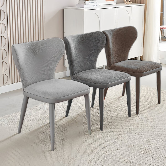 Kitchen & Dining Chairs: VELLUTO Modern Kitchen Dining Room Chairs Faux Leather Flannel Accent Chairs Metal Vanity Lounge Chair with Back for Living Room Set of 2 (Dark Grey)