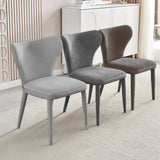 Kitchen & Dining Chairs: VELLUTO Modern Kitchen Dining Room Chairs Faux Leather Flannel Accent Chairs Metal Vanity Lounge Chair with Back for Living Room Set of 2 (Dark Grey)