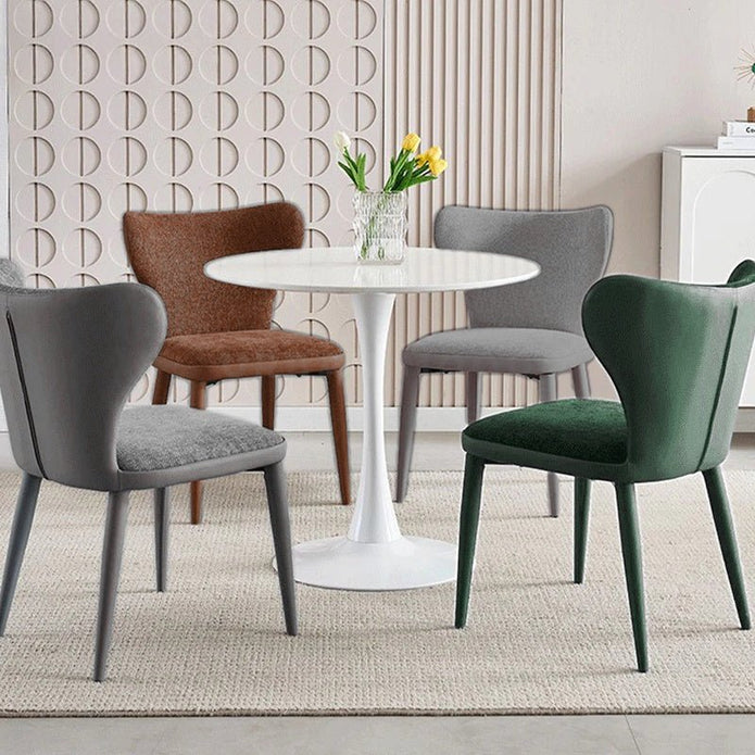 Kitchen & Dining Chairs: VELLUTO Modern Kitchen Dining Room Chairs Faux Leather Flannel Accent Chairs Metal Vanity Lounge Chair with Back for Living Room Set of 2 (Green)