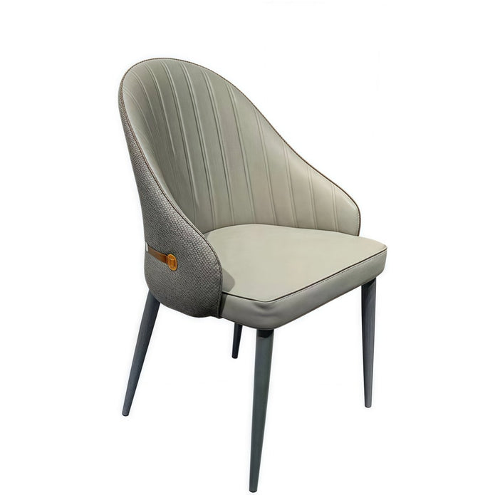 Kitchen & Dining Chairs: VELLUTO Dining Chairs Set Armchairs Mid Century Modern Kitchen Dining Room Chairs Faux Leather Accent Chairs Metal Vanity Lounge Chair with Back for Living Room Bedrooms  Set of 2 (Grey)