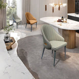 Kitchen & Dining Chairs: VELLUTO Dining Chairs Set Armchairs Mid Century Modern Kitchen Dining Room Chairs Faux Leather Accent Chairs Metal Vanity Lounge Chair with Back for Living Room Bedrooms  Set of 2 (Grey)