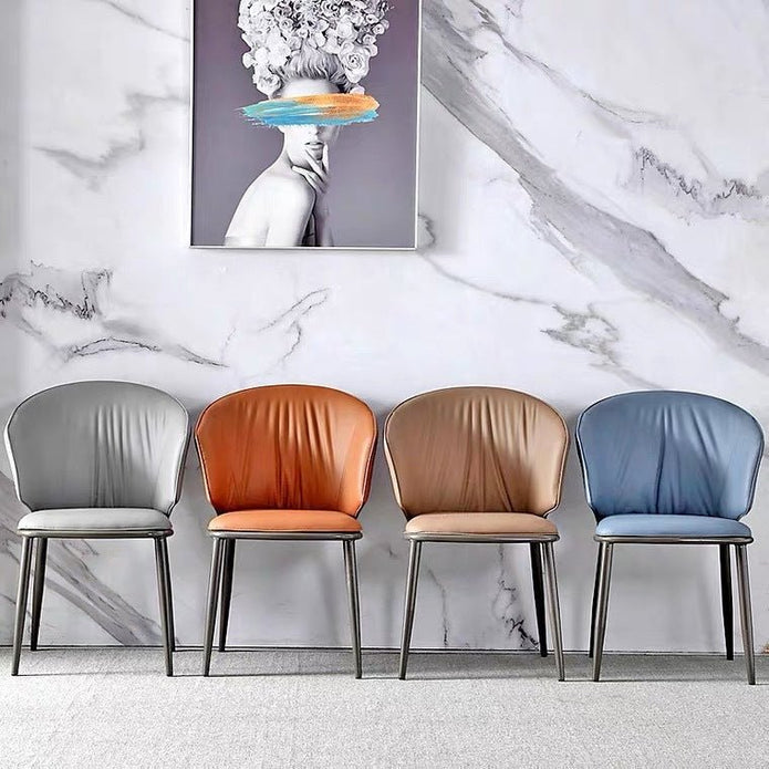 Kitchen & Dining Chairs: VELLUTO Modern Armless Upholstered Side Chair with Metal Legs for Kitchen & Dining Set of 2 (Grey)