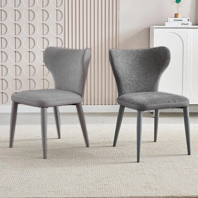 Kitchen & Dining Chairs: VELLUTO Modern Kitchen Dining Room Chairs Faux Leather Flannel Accent Chairs Metal Vanity Lounge Chair with Back for Living Room Set of 2(Light Grey)