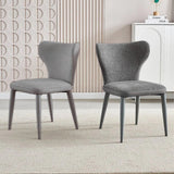 Kitchen & Dining Chairs: VELLUTO Modern Kitchen Dining Room Chairs Faux Leather Flannel Accent Chairs Metal Vanity Lounge Chair with Back for Living Room Set of 2(Light Grey)