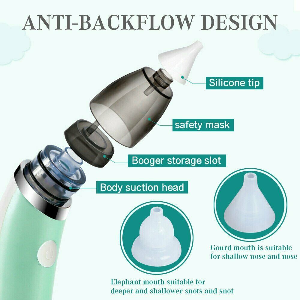 Baby Health & Grooming Kits: Baby Nasal Aspirator Electric Safe Hygienic Nose Cleaner Snot Sucker For baby (Green)