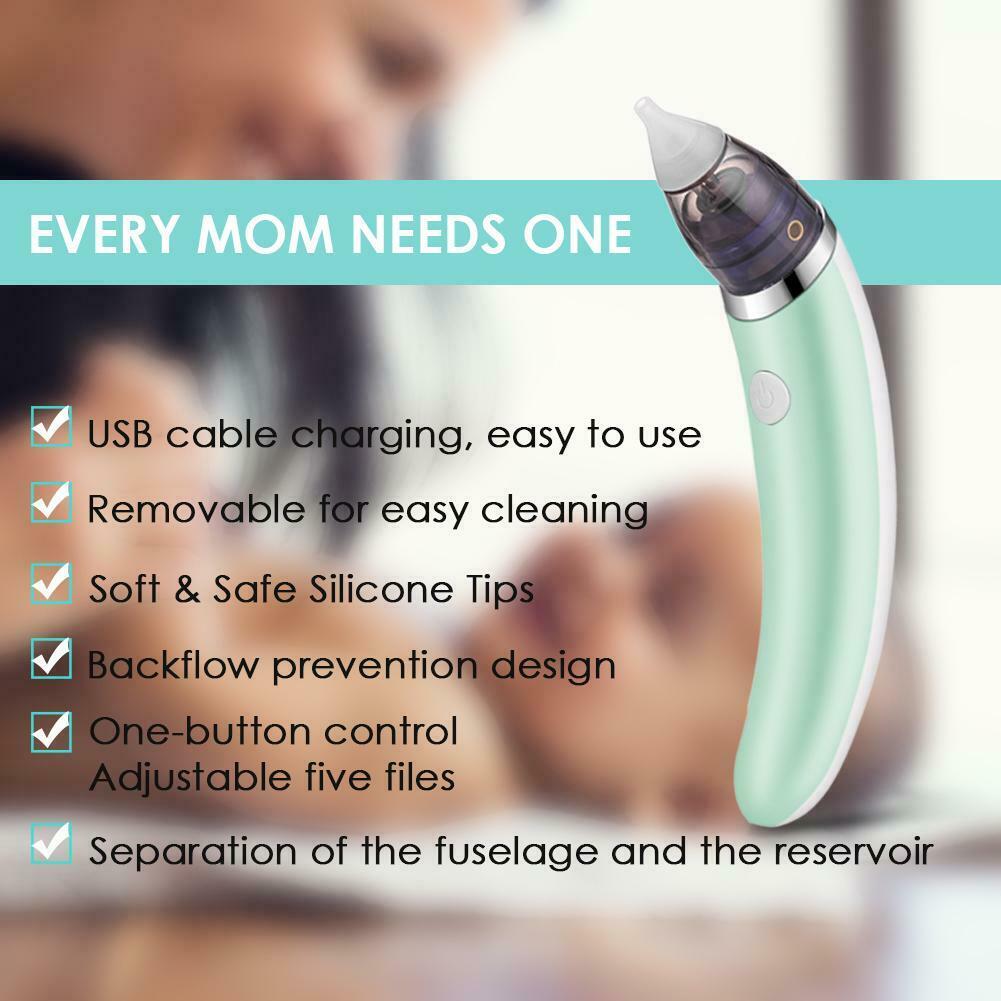Baby Health & Grooming Kits: Baby Nasal Aspirator Electric Safe Hygienic Nose Cleaner Snot Sucker For baby (Green)