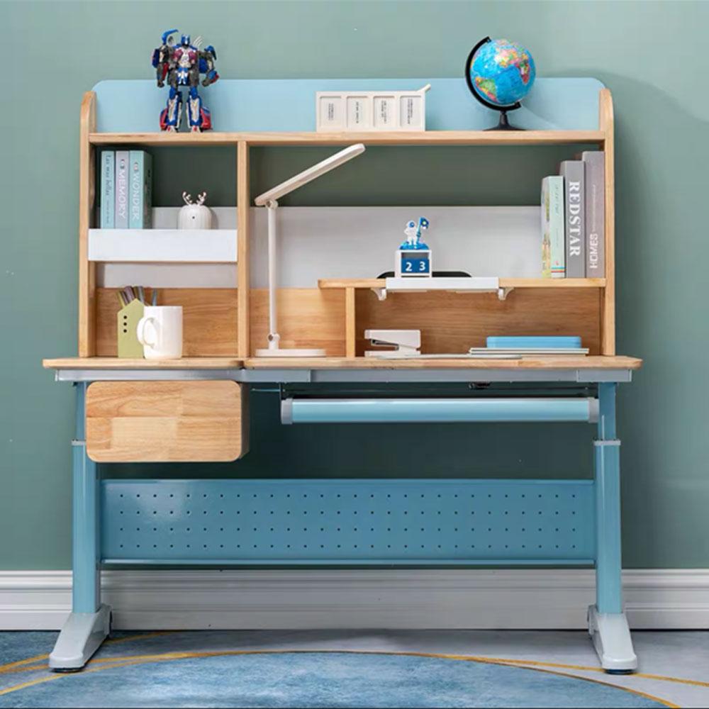Kid's Desks: Solid Rubber Wood Height Adjustable Children Kids Ergonomic Blue Study Desk Only 120cm AU