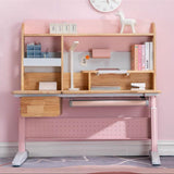 Kid's Desks: Solid Rubber Wood Height Adjustable Children Kids Ergonomic Blue Study Desk Only 120cm AU