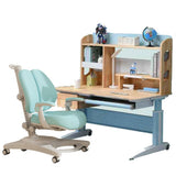 Table & Bar Stools: Solid Rubber Wood Height Adjustable Children Kids Ergonomic Blue  Study Desk Chair Set  120cm AU