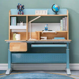 Table & Bar Stools: Solid Rubber Wood Height Adjustable Children Kids Ergonomic Blue  Study Desk Chair Set  120cm AU