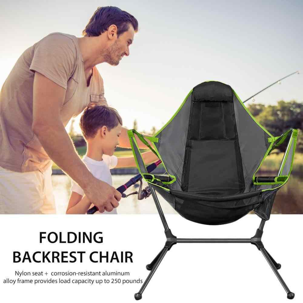 Arm Chairs & Recliners: Camping Chair Foldable Swing Luxury Recliner Relaxation Swinging Comfort Lean Back Outdoor Folding Chair Outdoor Freestyle Portable Folding Rocking Chair Grey