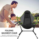 Arm Chairs & Recliners: Camping Chair Foldable Swing Luxury Recliner Relaxation Swinging Comfort Lean Back Outdoor Folding Chair Outdoor Freestyle Portable Folding Rocking Chair Grey