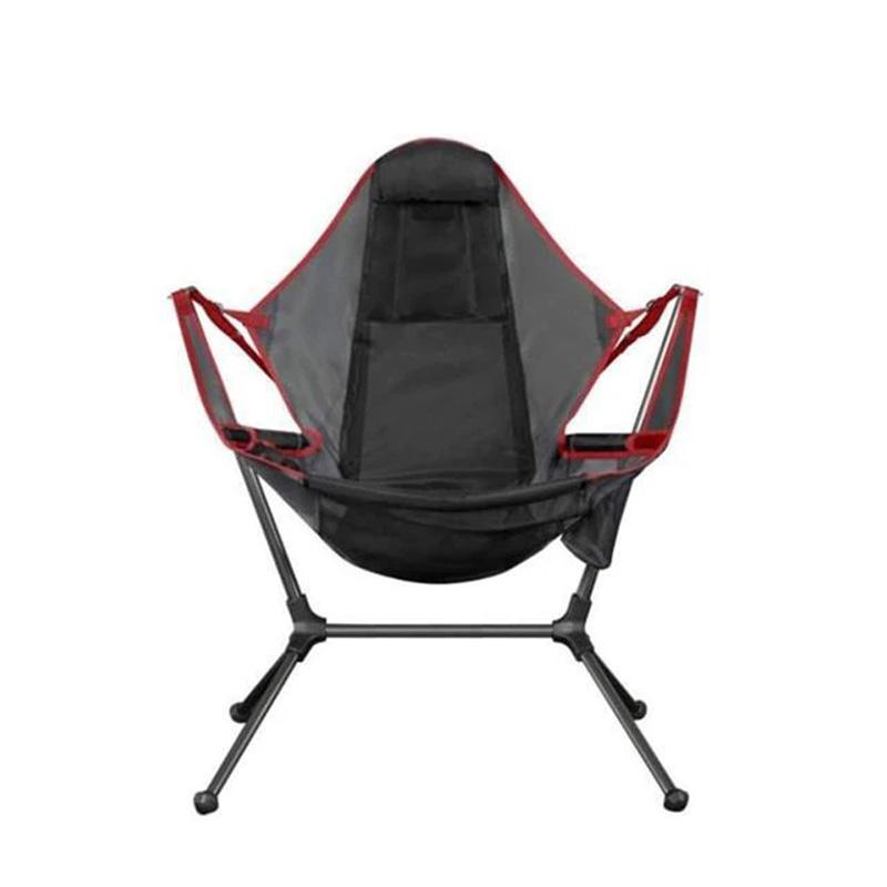 Arm Chairs & Recliners: Camping Chair Foldable Swing Luxury Recliner Relaxation Swinging Comfort Lean Back Outdoor Folding Chair Outdoor Freestyle Portable Folding Rocking Chair Grey