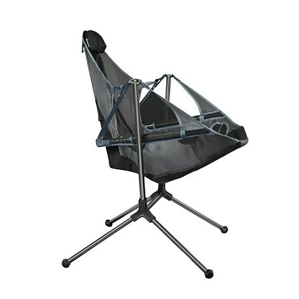 Arm Chairs & Recliners: Camping Chair Foldable Swing Luxury Recliner Relaxation Swinging Comfort Lean Back Outdoor Folding Chair Outdoor Freestyle Portable Folding Rocking Chair Grey