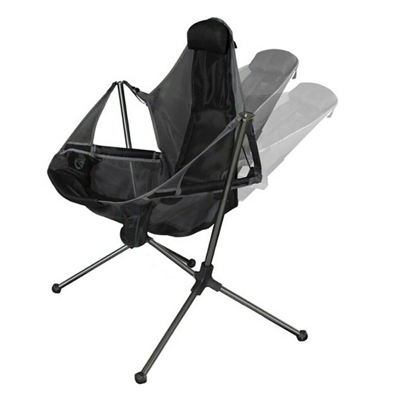 Arm Chairs & Recliners: Camping Chair Foldable Swing Luxury Recliner Relaxation Swinging Comfort Lean Back Outdoor Folding Chair Outdoor Freestyle Portable Folding Rocking Chair Grey