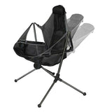Arm Chairs & Recliners: Camping Chair Foldable Swing Luxury Recliner Relaxation Swinging Comfort Lean Back Outdoor Folding Chair Outdoor Freestyle Portable Folding Rocking Chair Grey