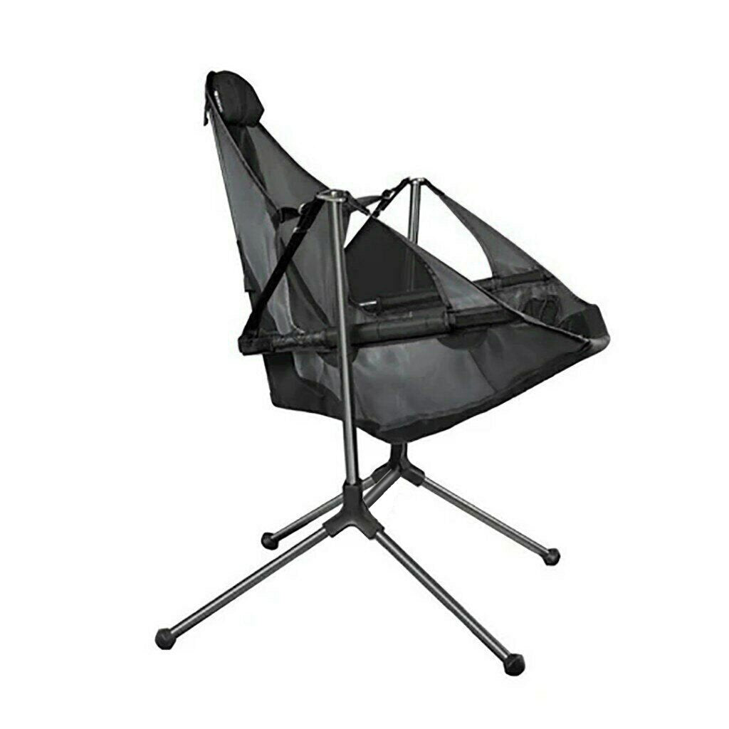 Arm Chairs & Recliners: Camping Chair Foldable Swing Luxury Recliner Relaxation Swinging Comfort Lean Back Outdoor Folding Chair Outdoor Freestyle Portable Folding Rocking Chair Grey